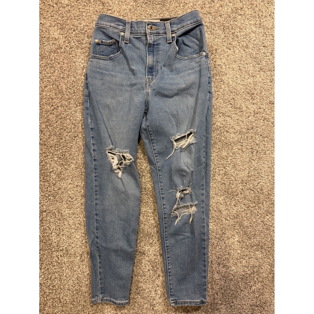 Levis SilverTab Mom Jeans Womens 26X27 Distressed Light Wash Denim